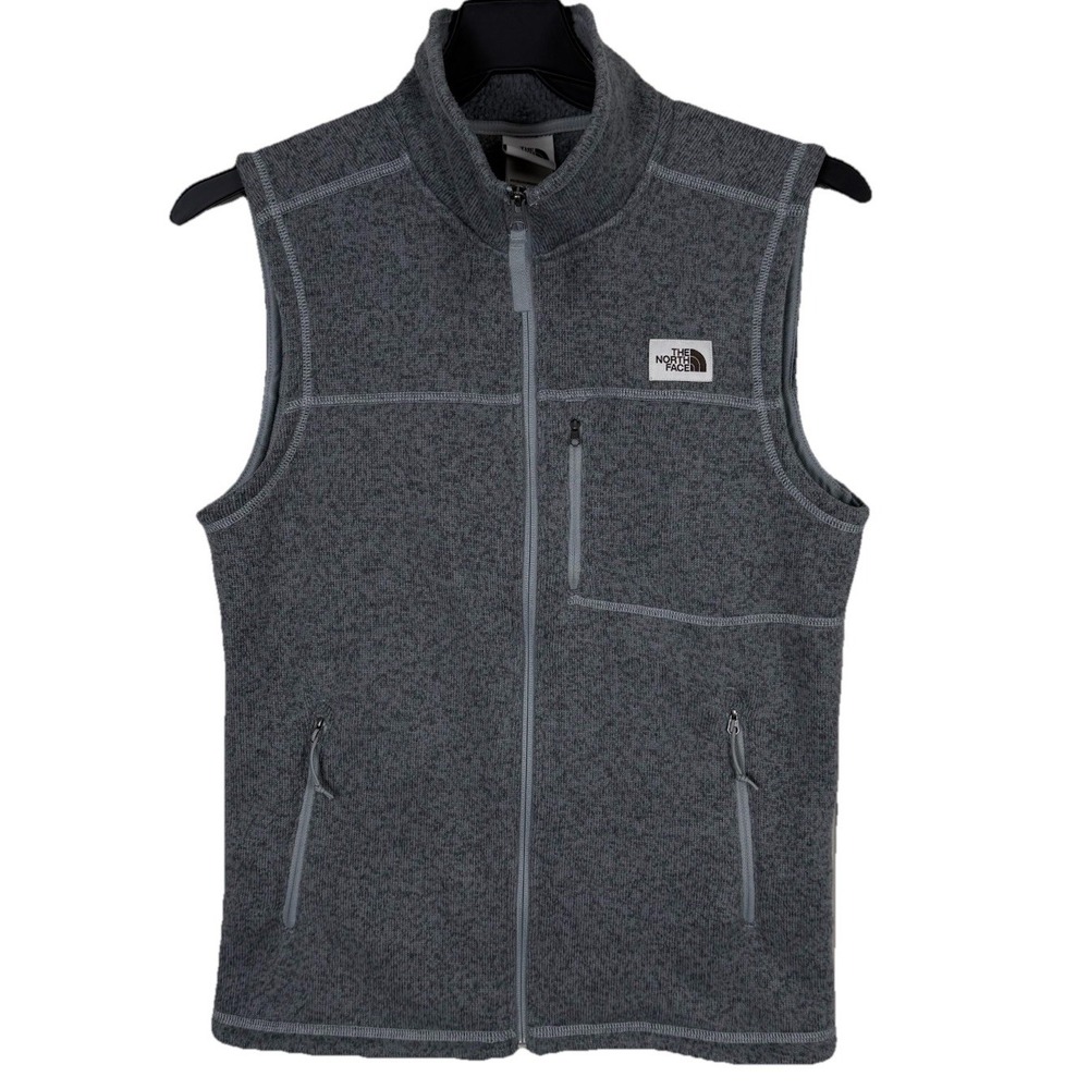 The North Face Gordon Lyons Fleece Vest Mens S Gray Full Zip Zip Pockets Hiking
